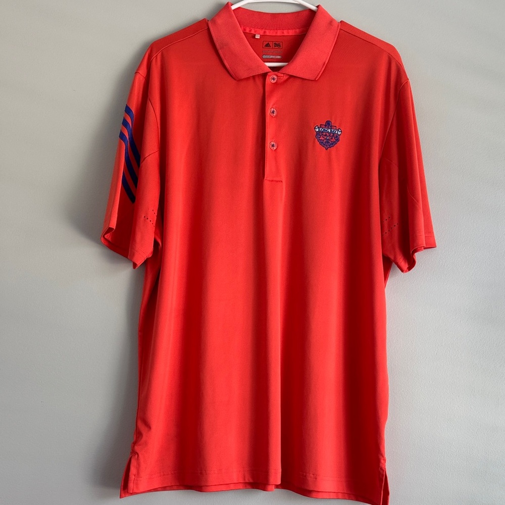 adidas Vibrant Red Polo with Navy Accents